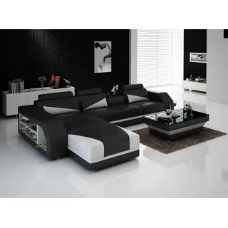 Wohnlandschaft Ecksofa L-Form Mit Sessel Set Modern - Schwarz, Weiß