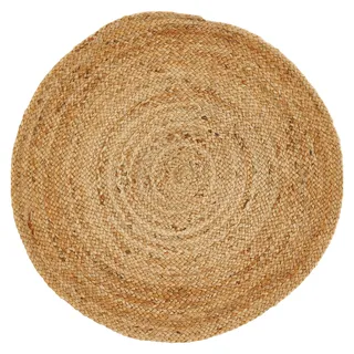 -LUXOR- living Teppich Mamda - Runder Jute Teppich alle Wohnbereiche oder als Dekoelement - Uni Farben Boho Naturteppich - aus Jute und Baumwolle 120 cm rund