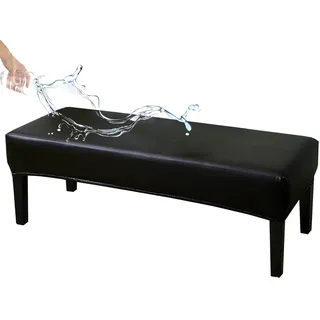 Wasserdichter Bezug für Esszimmerbank,Leder Bezug für Sitzbank Stretch Holzbank Schonbezug Bezug Für Fußhocker Bank Sitzbank Hocker Husse Flurbank Stuhlhusse Sofabank Bezüge(Schwarz,180cm(70.9in))