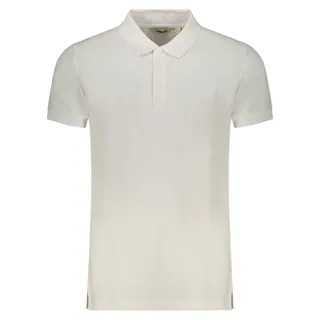 Weißes Kurzarm-Poloshirt für Herren mit 3 Knöpfen und Stickerei - Weiß