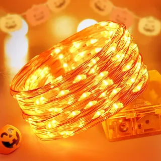 Halloween Lichterkette Dekorationen BOLEWO 3M 30LED Batteriebetriebene Lichterkette Wasserdicht für Außen Innen Weihnachtsbaum Garten Party Fenster Kürbis Dekoration, Orange