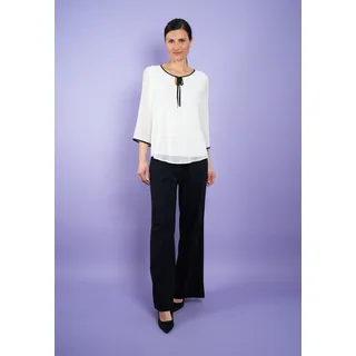 Chiffonbluse SEIDEL MODEN "Exklusiv bei OTTO", Damen, Gr. 48, weiß (sanftes weiß), Web, Obermaterial: 100% Polyester. Obermaterial 2: 95% Viskose, 5% Elasthan, unifarben mit Farbeinsätzen, normal Po-bedeckend, Rundhals, gerader Abschluss, Blusen Chiffonbluse, in eleganter 2 in 1 Optik - MADE IN GERMANY, Topseller