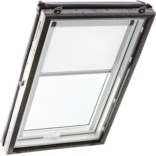 Original Roto Verdunkelungsrollo ZRV Elektrisch - Nahezu vollständige Verdunkelung - Führungsschiene Silber - Baureihe Designo R4/R7 und Classic 43/73 - Größe 114/118 | 11/11 - Stofffarbe Weiß