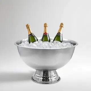 Spetebo Edelstahl Champagnerschale rund silber bis zu 6 Flaschen - 40 cm | Sektkühler Weinkühler Flaschenkühler, Getränke Sekt Champagner Wein Flaschen Kühler Schale poliert