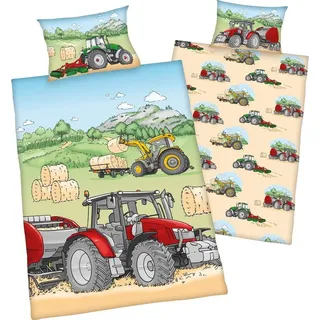 Herding Traktor Flanell-Bettwäsche " Green, - bunt,