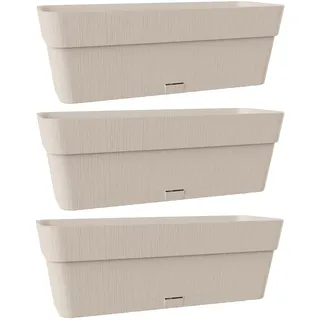 Kigima Pflanzenkasten 3er Set 50x18x17 Anthrazit – Robuster Blumenkasten für Balkon & Fensterbrett aus Plastik – Stylischer Balkon Blumenkasten mit Wasserspeicher – Kleiner Balkonkasten für Blumen
