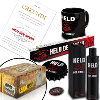Held der Arbeit - 6-teiliges Geschenkset mit Tasse & Duschbad DDR Retro