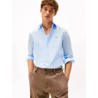 Tommy Hilfiger Langarmhemd FLEX POPLIN SHIRT Slim Fit, Kentkragen, Baumwollqualität blau M