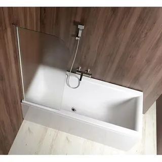 Aqualine VILMA Wannenabtrennung 600mm, Chrom, links, Mattglas - Silber