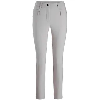 Stretch-Hose GOLDNER "Lange Schlupfhose BELLA", Damen, Gr. 52, N-Gr, grau, Obermaterial: 64% Baumwolle CO. 34% Polyester PES. 2% Elasthan EL., Basic, Hosen Stretch-Hose, Reißverschlusstaschen im VT Rückteil Gesäßtaschen
