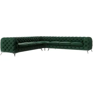 S-Style Ecksofa Chesterfield Laura Flasche Grün Samt , Smaragdgrün , Textil , Echtholz,Buche, Birke , Füllung: Polyetherschaumkern,Polyetherschaumkern , Eckteil, L-Form,L-Form , 323x323 cm , Blauer Engel, FSC Mix, Oeko-Tex®, Hergestellt in Europa , Wohnzimmer, Sofas & Couches, Wohnlandschaften, Ecksofas