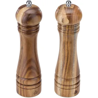 Navaris Salz und Pfeffermühle in klassischem Design - Salzmühle Set - Salz und Pfeffer Mühle aus Holz - Salz Pfeffer Streuer - Gewürzmühlen Set aus Akazienholz