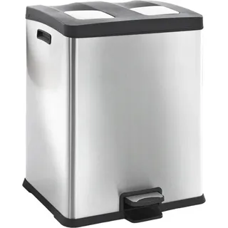 EKO - Rejoice Recycling Treteimer 30+30 Liter - Stainless steel Plastic - Matt Edelstahl - Silber