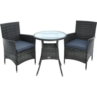 Polyrattan Gartenmöbel Set Gartenset Sitzgruppe Rattan Essgruppe Sessel Grau - Grau