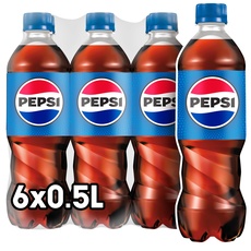 Pepsi Cola, Das Original von Pepsi, Koffeinhaltige Cola in der Flasche, EINWEG (6 x 0.5 l) (Verpackungsdesign kann abweichen)