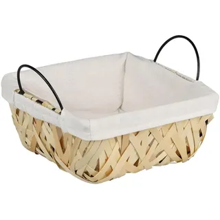 KESPER Brot- und Obstkorb, holzgeflochten, Geflochtener Korb mit Stoffeinlage, Größe: 23 x 20 x 14 cm