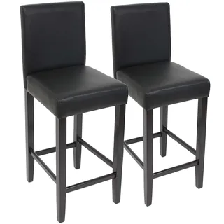Mendler 2er-Set Barhocker Barstuhl M37 Kunstleder schwarz, dunkle Füße - Schwarz