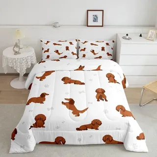 Cartoon Dog Kinder Bettwäsche Set - Kawaii Dackel Design - Bunt