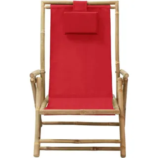 vidaXL Relaxstuhl Verstellbar Rot Bambus und Stoff - Rot