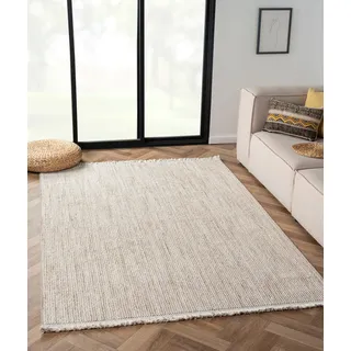 Myflair Möbel & Accessoires Teppich »Ava« rechteckig 7 mm Höhe Uni Farben, meliert, Sisal-Optik, auch in rund erhältlich, mit Fransen, beige
