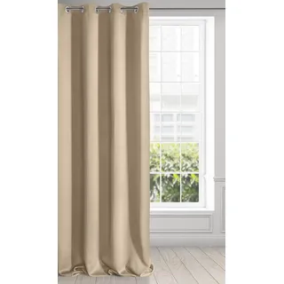 Eurofirany Logan Vorhang Blickdicht, Satin, Blackout Verdunkelungsvorhang mit Ösen -1 STK. Ösenvorhang, Elegant, Glatt, Einfarbig, Wohnzimmer, Schlafzimmer, 140x270 cm, Beige