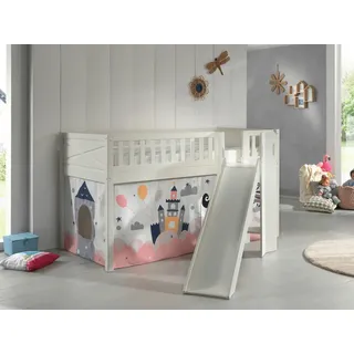 Vipack Spielbett Scott Princess 90 x 200 cm Kiefer massiv weiß rosa