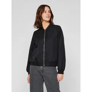 VILA Blouson "VIPAPAYA L/S BOMBER JACKET - NOOS", Damen, Gr. 36, schwarz (schwarz beauty), Web, Obermaterial: 100% Polyester, unifarben, regular fit normal, Rundhals, Jacken Blouson