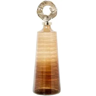 DRW Dekorative Bodenvase aus Glas mit Aluminiumdeckel, Gold und Braun, 63,5 x 20 x 20 cm