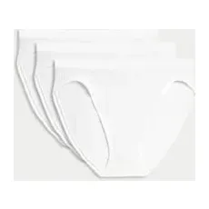 Womens Body by M&S 3er-Pack FlexifitTM-Slips aus Modal mit hoch ausgeschnittenem Bein - White, White, 18