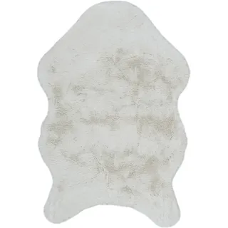 HOME DECO FACTORY Teppich Fellimitat Feiner Flor Ultraweich Elfenbein | Polyester, Teppich in Fellimitat, feiner Flor, ultraweich, Wohn- oder Schlafzimmer, Dekoration, Elfenbein