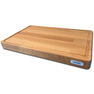 AUSONIA 66440 FLEISCHER SCHNEIDEBRETT BUCHENHOLZ SCHNEIDEBRETT HOLZ GROSS 40 x 25 x 4 CM MIT MIT GUMMIFÜSSEN UND SAFTTRILLE
