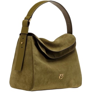 Pinko Damen Suede Leaf HOBO Big Wildleder, V62Q_Verde ABETE-Antique Gold