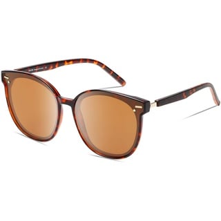 DUCO Damen Sonnenbrille mit UV400 Schutz Polarisiert Vintage Großer Übergroß Sonnenbrillen Für Frauen Retro Runde Sonnenbrillen W017 (Tortoise)