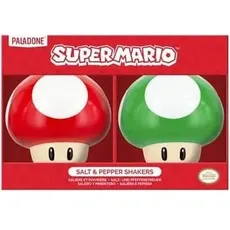 Paladone Products Nintendo - Super Mario - Salière et poivrière en céramique Champignons, Pfeffermühle + Salzmühle, Rot