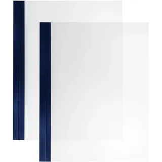 100 Einbanddeckel Folie A4, NOBLESS, Kartonleiste mit Aufschlag-Rille blau|transparent, PE