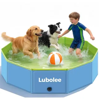 Lubolee Hundepool für Große Hunde - Faltbarer Hundebadewanne & Hundeplanschbecken mit Rutschfester Oberfläche | Planschbecken & Hundepool aus verdicktem PVC (120x30cm)
