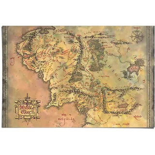 Reinders Poster "Lord of the Rings - middle earth" Kinderzimmer - Gelb - 150 gr. Papier - Film & Fernsehen - 91,5x61 cm, farbe bild(er): gelb