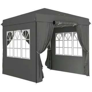 Outsunny Pavillon 2,5x2,5 cm , Dunkelgrau , Metall , 250x268x250 cm , Sonnenschutz, Pavillons