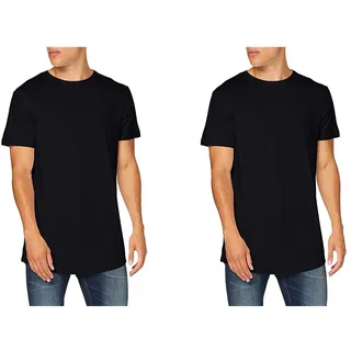 Build Your Brand Herren Formet lang te T Shirt, Schwarz, XXL EU (Packung mit 2)