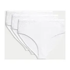 Womens Body by M&S Body SoftTM - 3er-Pack Brazilian-Slips mit hoch ausgeschnittenem Bein - White, White, 10