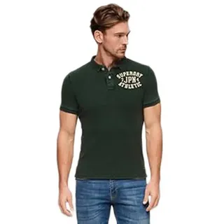 Superdry für Herren. M1110396A Vintage Athletic grünes Poloshirt (S), Lässig, Baumwolle, Kurzarm