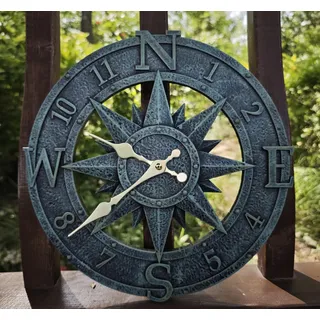 KUNY Gartenuhr Wetterfest Outdoor, Badezimmeruhr 30cm Vintage Dekorativ Ornament Wanduhr Wasserdicht Moderne Uhr Aussenbereich Wanduhr