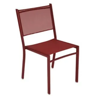 Fermob FE-COSTA/P26 Set X4 Gartenstuhl, Aluminium mit TTE Batyline®-Gewebe, Chilirot, Stapelbar, UV-beständig, 87,5 x 51 x 51 cm