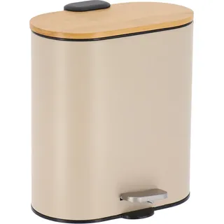 TENDANCE | Mülleimer - Müllbehälter - 5 L - Beige - Abfalleimer - mit Deckel und Fußpedal - Beige