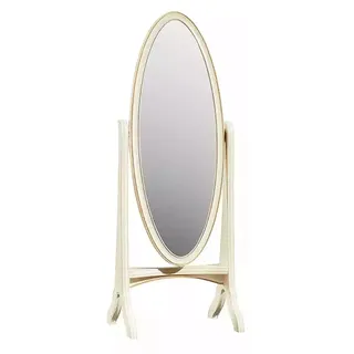 Wohnzimmer Bodenspiegel Spieglein Holzrahmen Oval weiß Standspiegel Spiegel - Weiß