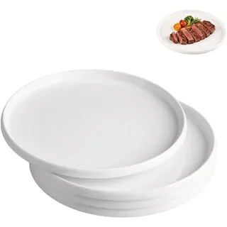 Doafoce Speiseteller 4er Set Melamin Teller Weiß 23cm Groß Essteller mit Randerhöhung Modern Geschirr Kunststoff für Kuchen, Salat, Vorspeisen -Spülmaschinenfest