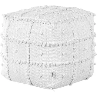 Beliani Pouf Harnai Baumwolle Weiß