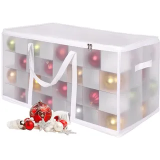 Relaxdays Weihnachtskugel-Aufbewahrungsbox , Transparent , Kunststoff, Wellpappe, Textil , Rechteckig , 73x37x36 cm , Dekoration, Weihnachtsdekoration, Christbaumschmuck