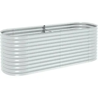 vidaXL Hochbeet Stahl Silbern 240x80x81 cm Gemüsebeet Pflanzbeet Pflanzkasten
