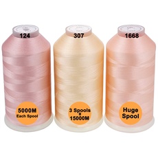 New brothread 3er Set Fleisch (Haut) Farben Polyester Maschinen Stickgarn Riesige Spule 5000M für alle Stickmaschine